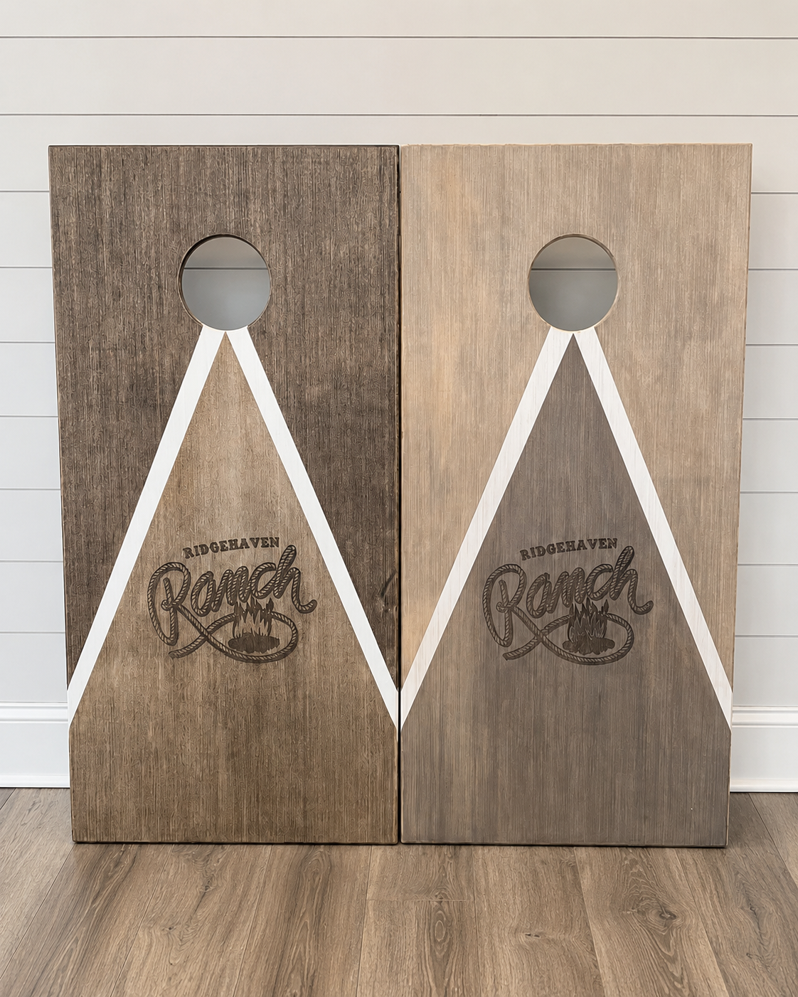 Custom engraved cornhole board set
